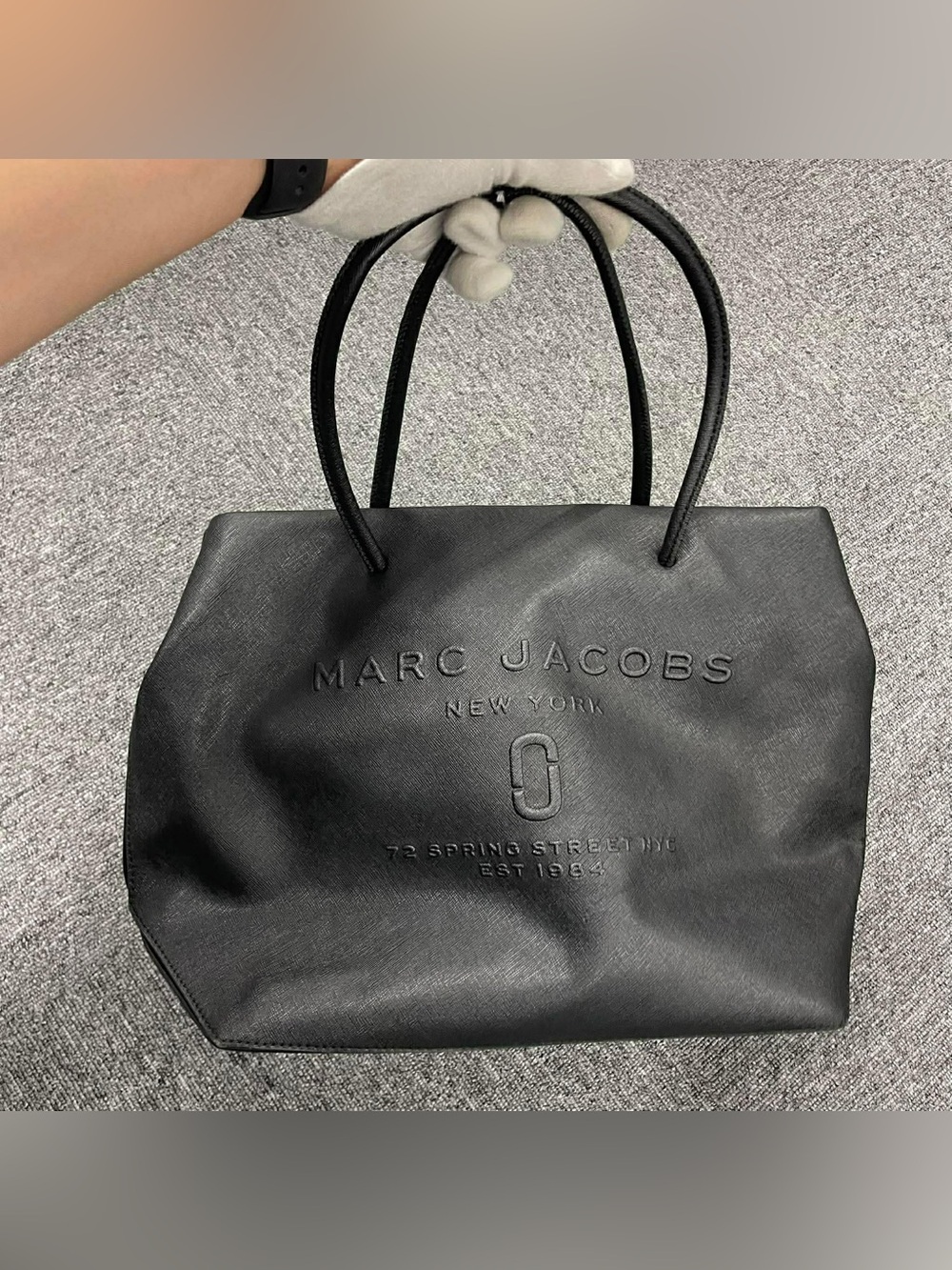 Marc Jacobs Black Embossed Leather Shopper Tote